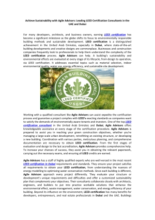 Leading LEED Certification Consultants in the UAE and Dubai