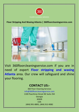 Floor Stripping And Waxing Atlanta  360floorcleaningservice.com