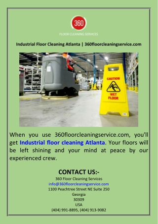 Industrial Floor Cleaning Atlanta  360floorcleaningservice.com