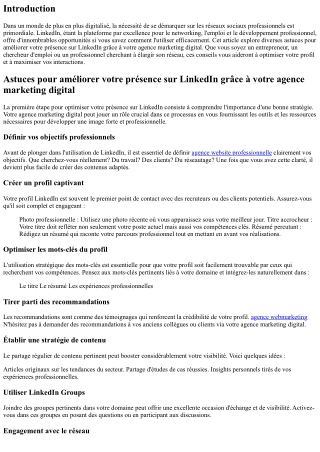 Astuces pour améliorer votre présence sur LinkedIn grâce à votre agence