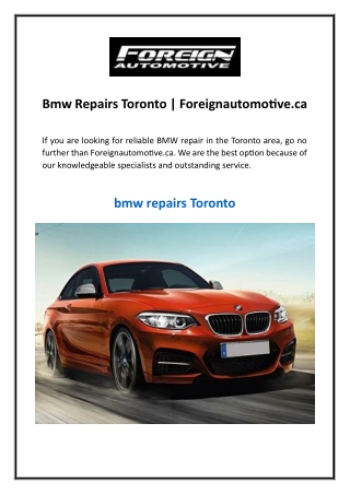 Bmw Repairs Toronto Foreignautomotive.ca