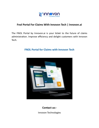 Fnol Portal For Claims With Innovon Tech  Innovon