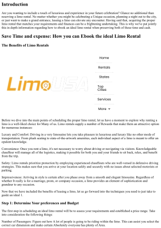 Save Time and cash: How you can E book the ideal Limo Rental