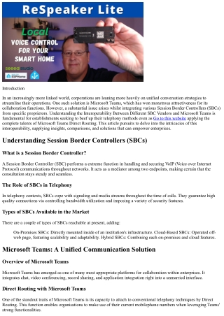 Interoperability Between Different SBC Vendors and Microsoft Teams