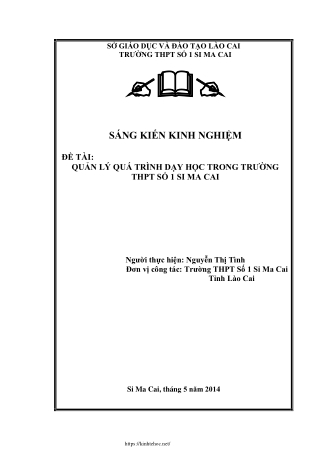 Quản lý quá trình dạy học trong trường THPT số 1 Si Ma Cai