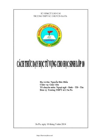Cách thức dạy học từ vựng cho học sinh Lớp 10