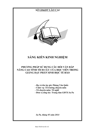 Sử dụng câu hỏi vấn đáp nâng cao tích cực của học viên trong Sinh học tế bào