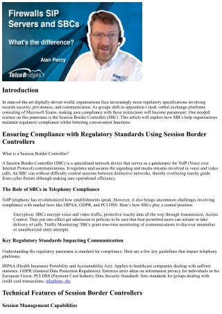 Ensuring Compliance with Regulatory Standards Using Session Border Controllers