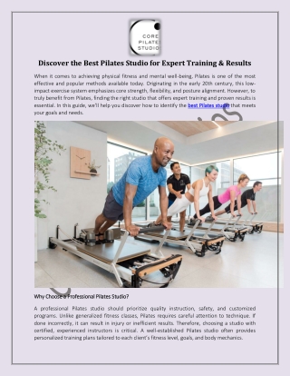 Discover the Best Pilates Studio for Expert Training & Results