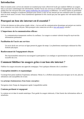 “Comment fidéliser les usagers grâce à un bon site internet ?”