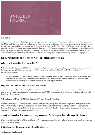 Session Border Controller Deployment Strategies for Microsoft Teams