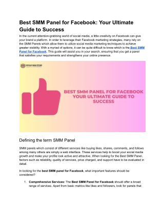 Best SMM Panel for Facebook Your Ultimate Guide to Success