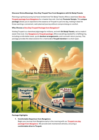Discover Divine Blessings: One-Day Tirupati Tour from Bangalore with Sri Balaji