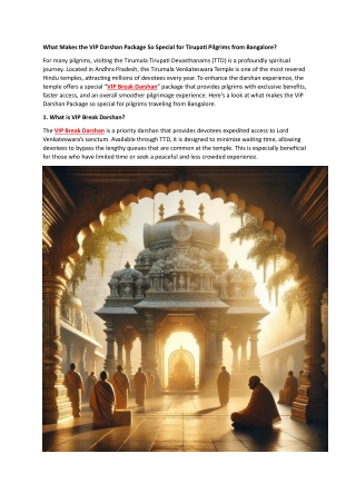 What Makes the VIP Darshan Package
