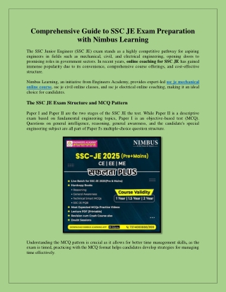 Comprehensive Guide to SSC JE Exam Preparation with Nimbus Learning