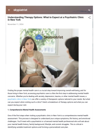 Understanding Therapy Options What to Expect at a Psychiatric Clinic in New York
