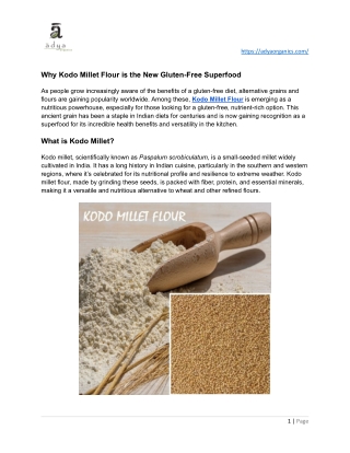 Why Kodo Millet Flour is the New Gluten-Free Superfood