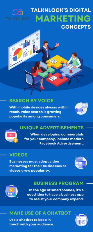 Blue Illustrative Digital Marketing Concepts Infographic
