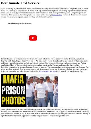 Best Inmate Textual content Company