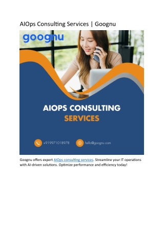 AIOps Consulting Services