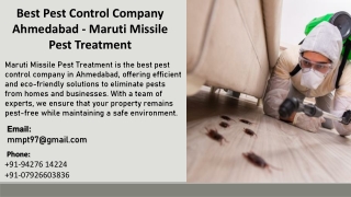 Best Pest Control Company Ahmedabad - Maruti Missile Pest Treatment