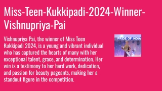 Miss Teen Kukkipadi 2024 Winner Vishnupriya Pai