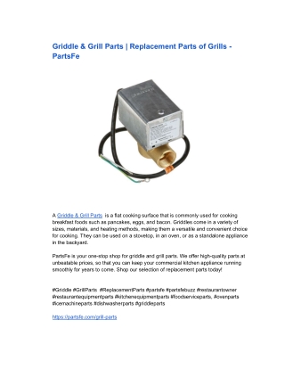 Griddle & Grill Parts _ Replacement Parts of Grills - PartsFe