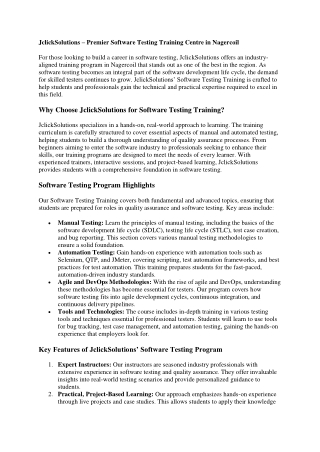 Software Testing Training centre in nagercoil