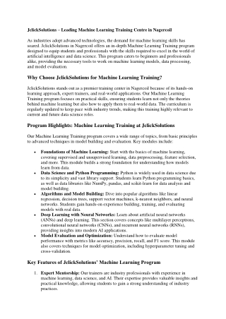 Machine Learning Training Centre In nagercoil