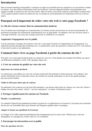 “Comment faire vivre sa page Facebook à partir du contenu du site ?”