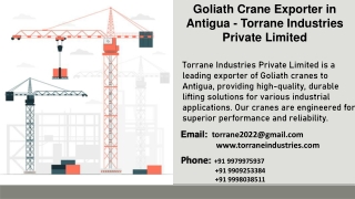 Goliath Crane Exporter in Antigua - Torrane Industries Private Limited