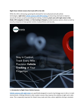Night Vision Vehicle Camera with GPS Tracking in the UAE
