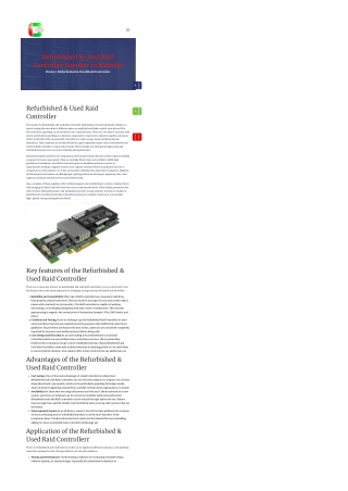 Refurbished & Used Raid Controller Supplier In Mumbai.