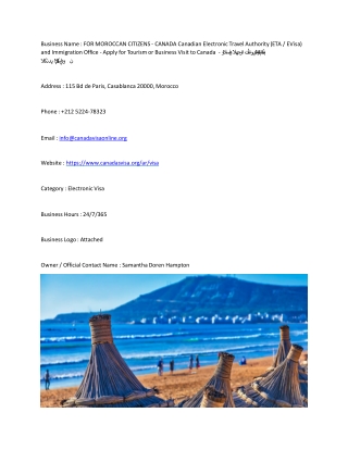 FOR MOROCCAN CITIZENS - CANADA  Canadian Electronic Travel Authority (ETA / EVis