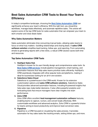 Best Sales Automation CRM Tools to Boost Your Team's Efficiency