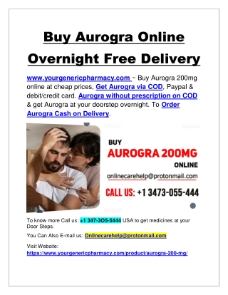 Buy Aurogra Online Overnight Free Delivery