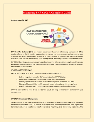 Mastering SAP C4C: A Complete Guide