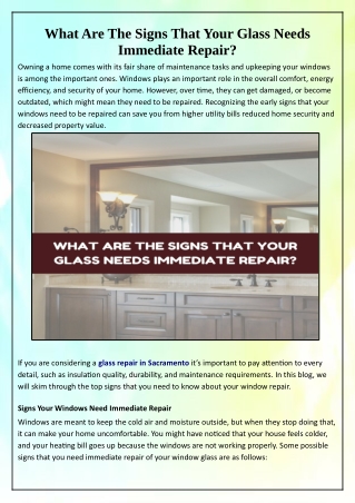 What Are The Signs That Your Glass Needs Immediate Repair