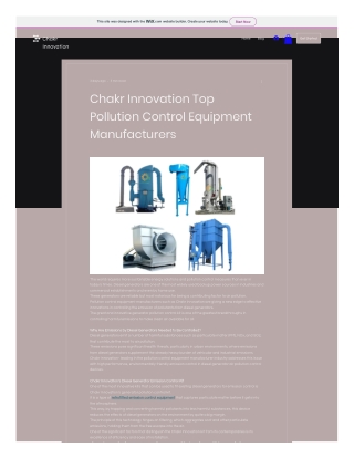 Chakr Innovation Top Pollution Control Equipment Manufacturers
