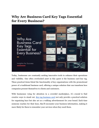 Why Are Business Card Key Tags Essential for Every Business_