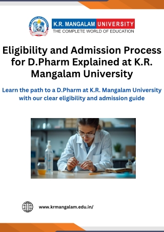 Eligibility and Admission Process for D.Pharm Explained at K.R. Mangalam Univers