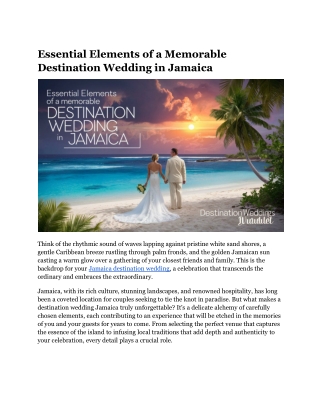 Essential Elements of a Memorable Destination Wedding in Jamaica