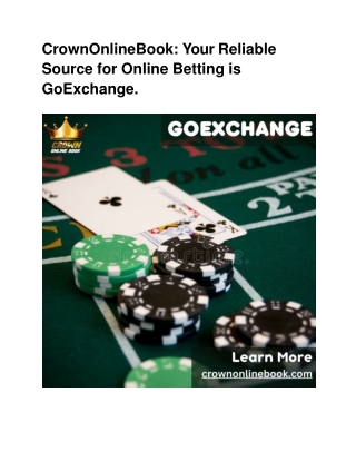 CrownOnlineBook_ Your Reliable Source for Online Betting is GoExchange