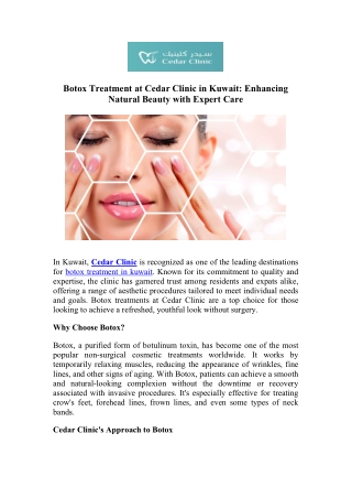 Cedar Clinic: Premier Botox Treatments in Kuwait for a Revitalized Look
