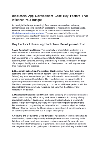 Blockchain App Development Cost: Key Factors That Influence Your Budget