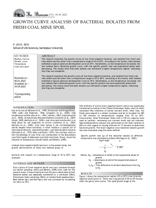 GROWTH CURVE ANALYSIS OF BACTERIAL ISOLATES FROM FRESH COAL MINE SPOIL (1)