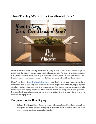 How to Dry Weed in a Cardboard Box_