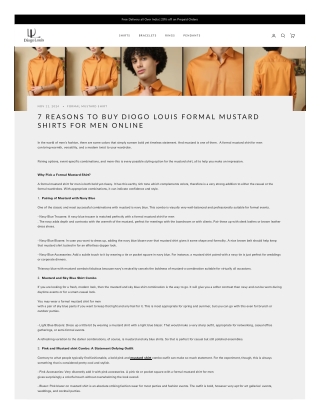 7 Reasons to Buy Diogo Louis Formal Mustard Shirts for Men Online