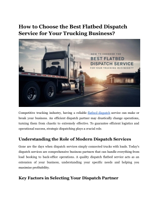 How to Choose the Best Flatbed Dispatch Service for Your Trucking Business?