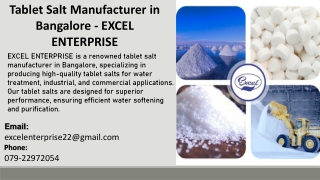 Tablet Salt Manufacturer in Bangalore - EXCEL ENTERPRISE